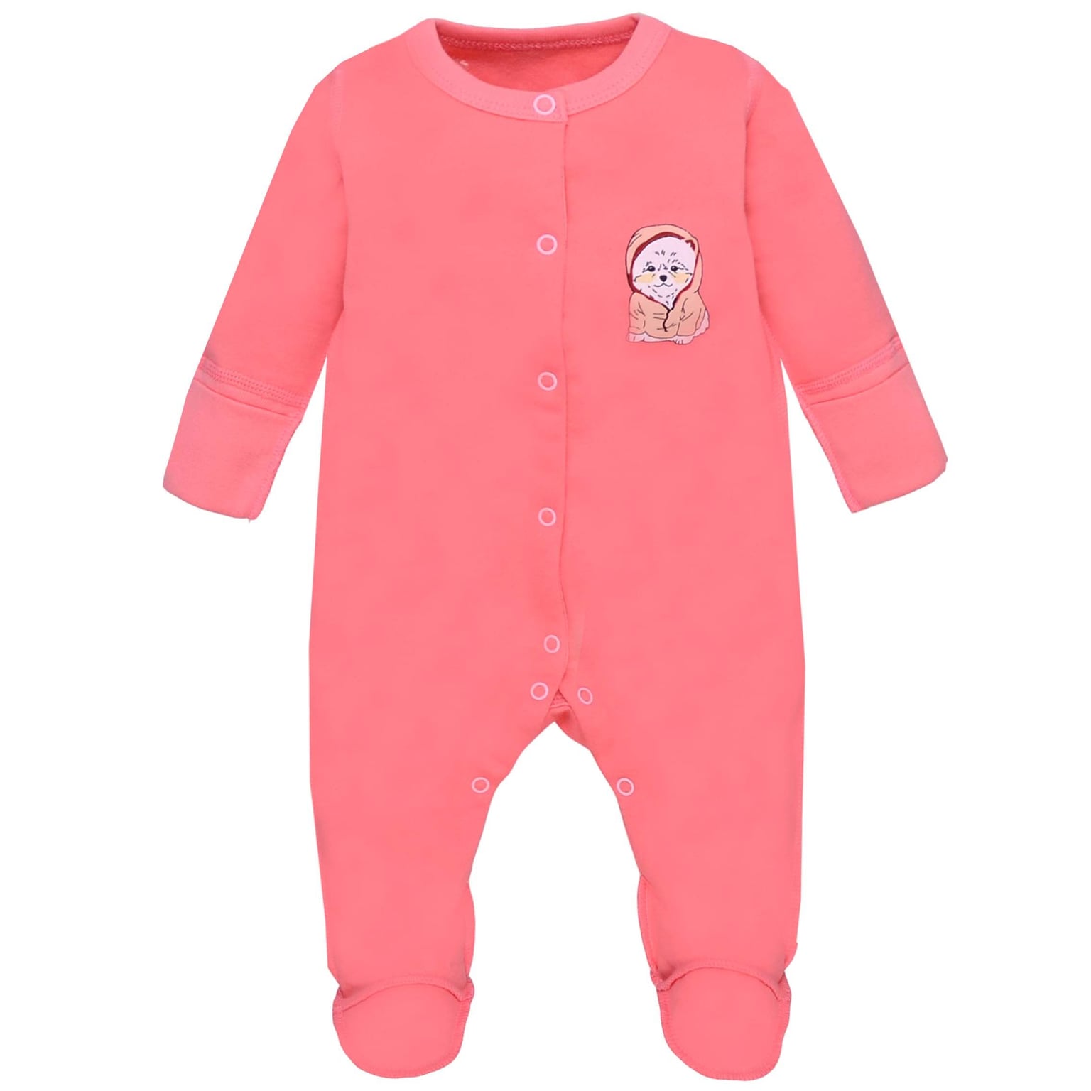 Комбінезон р56 Футер з начосом бавовна 100% на кнопках з малюнком кораловий 1502353нуш56 Татошка 56р