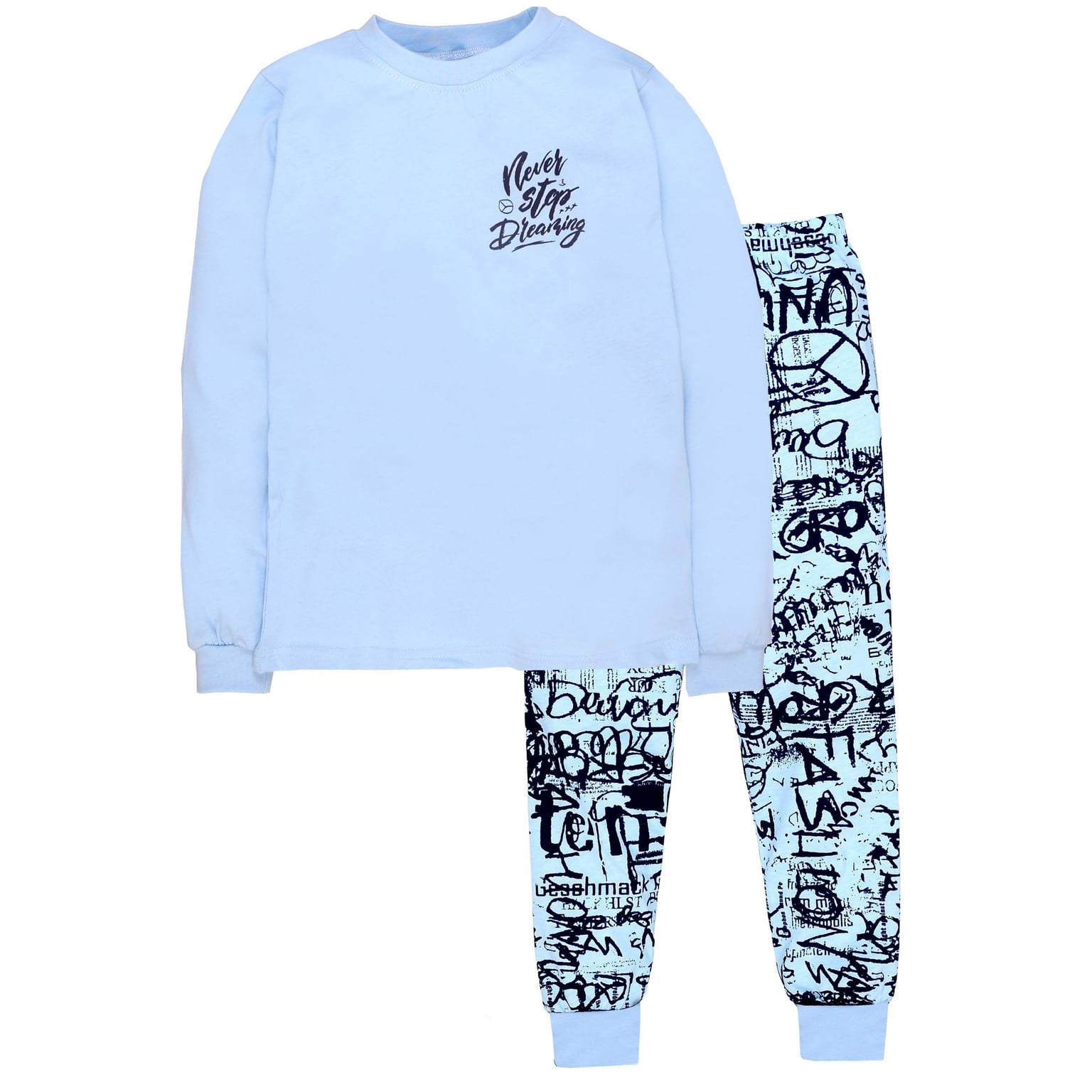 Піжама р 140см блакитна з малюнком для хлопчика кулір 100% бавовна 0101302клм140 Татошка 140р