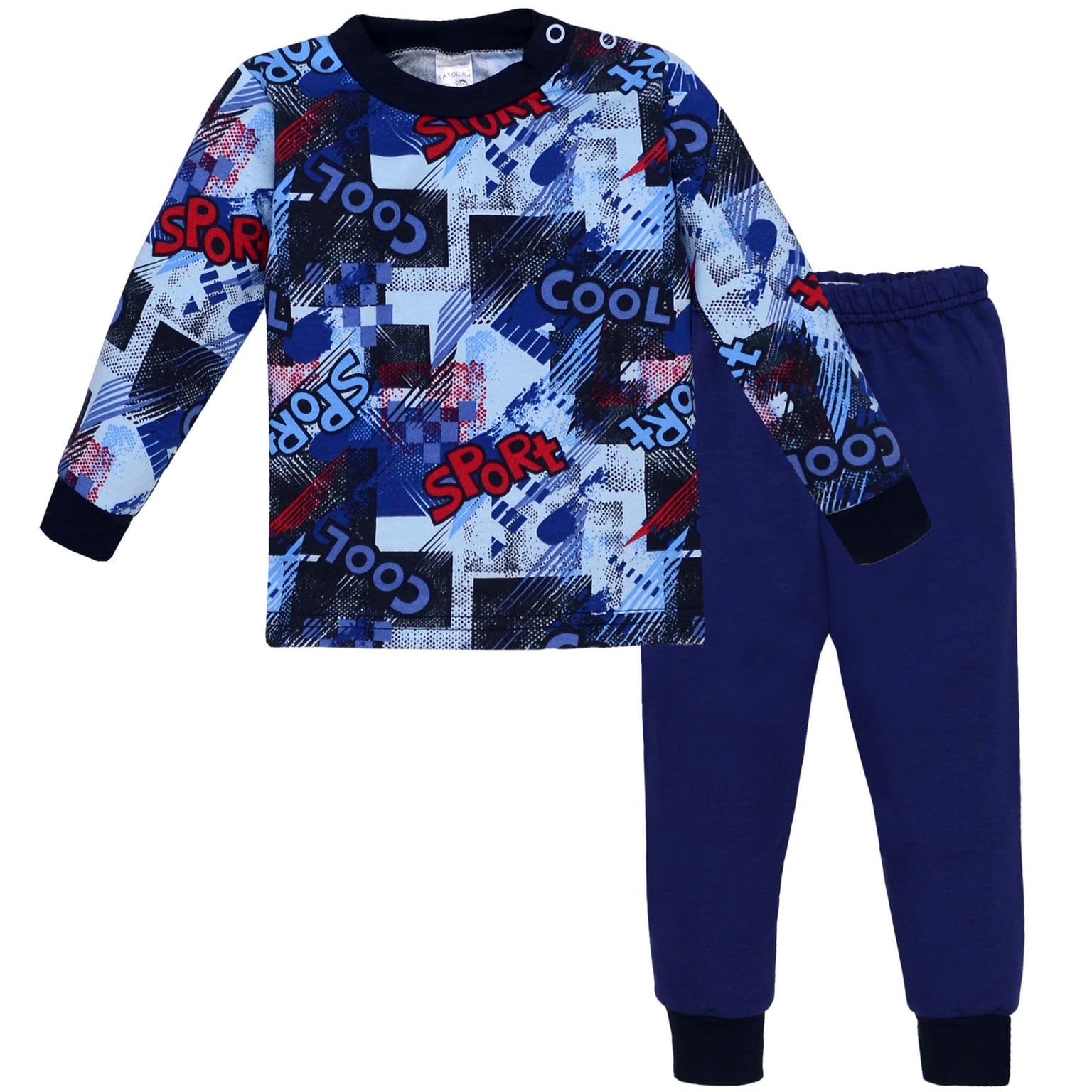Піжама р 80см синя з малюнком для хлопчика Футер з начосом 100% бавовна 0102402спр80 Татошка 80р