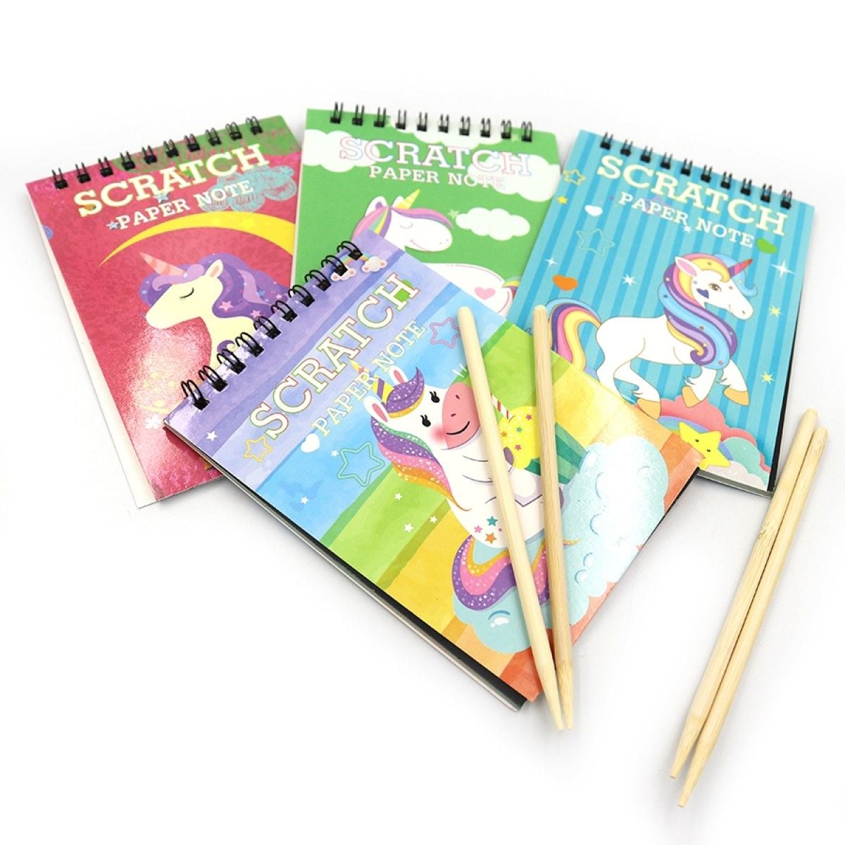 Гравюра блокнот А6 на спіралі "Єдиноріг" палочка чорні аркуші, царапка S-2930-1 Josefotten