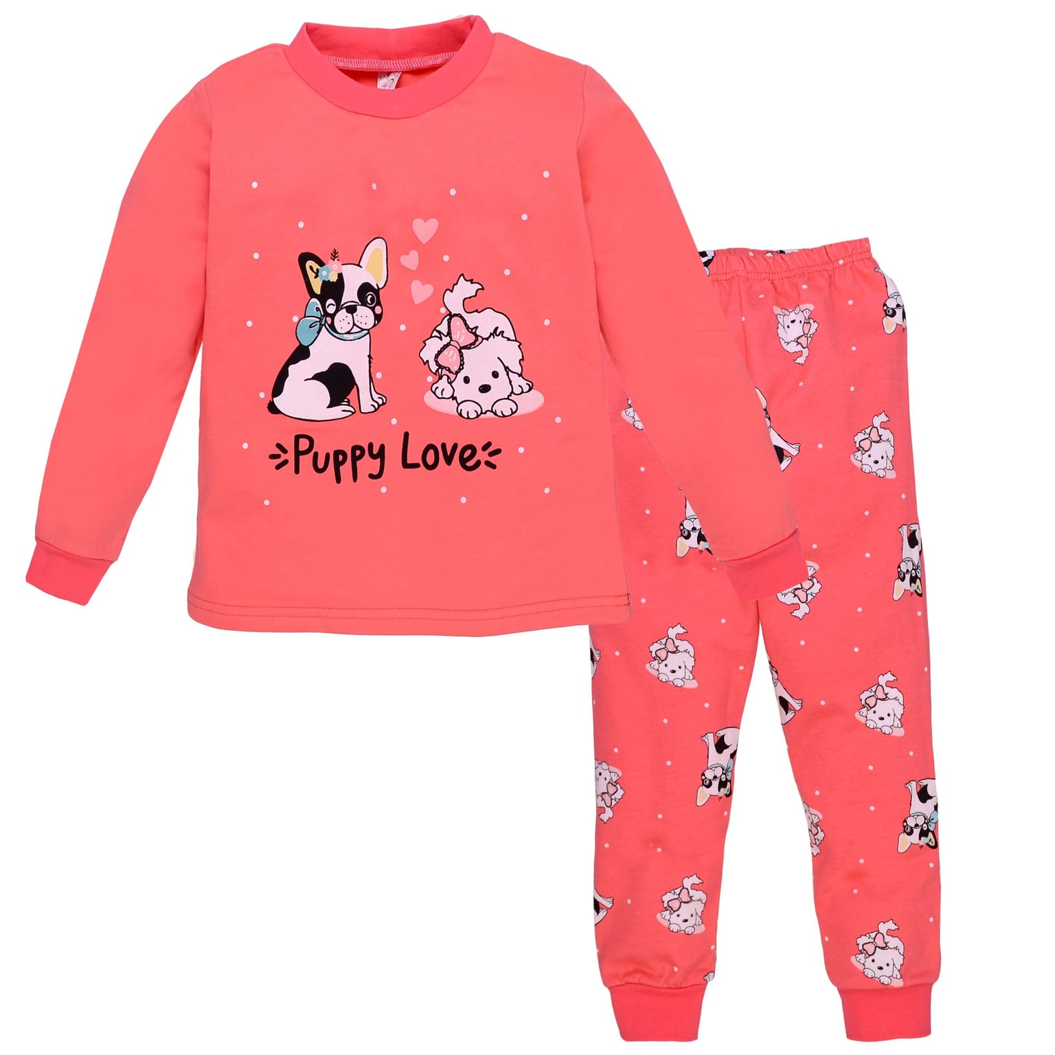 Піжама р 80см коралова з малюнком для дівчинки футер 100% бавовна 0102302мпс80 Татошка 80р