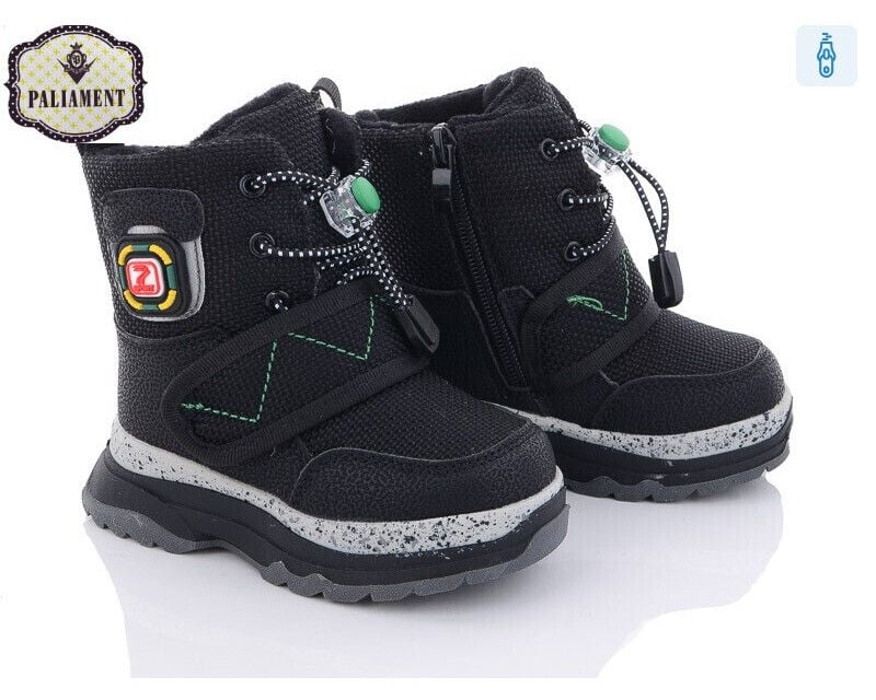 Черевики 22-27р чорні зима на липучці молнія з боку 8805-2A Paliament 24р