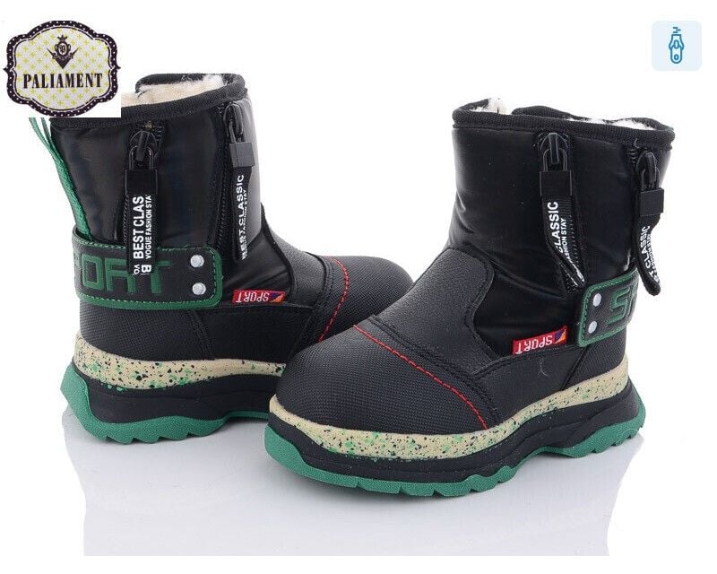 Черевики 22-27р чорно зелені зима молнія з боку 8805-5B Paliament 24р