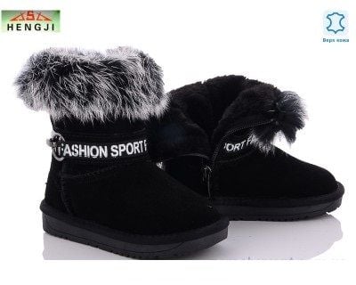 Черевики угі 26-31р блискавка штучний замш дівчинка чорні з хутром зима 1935 Hengji 31р