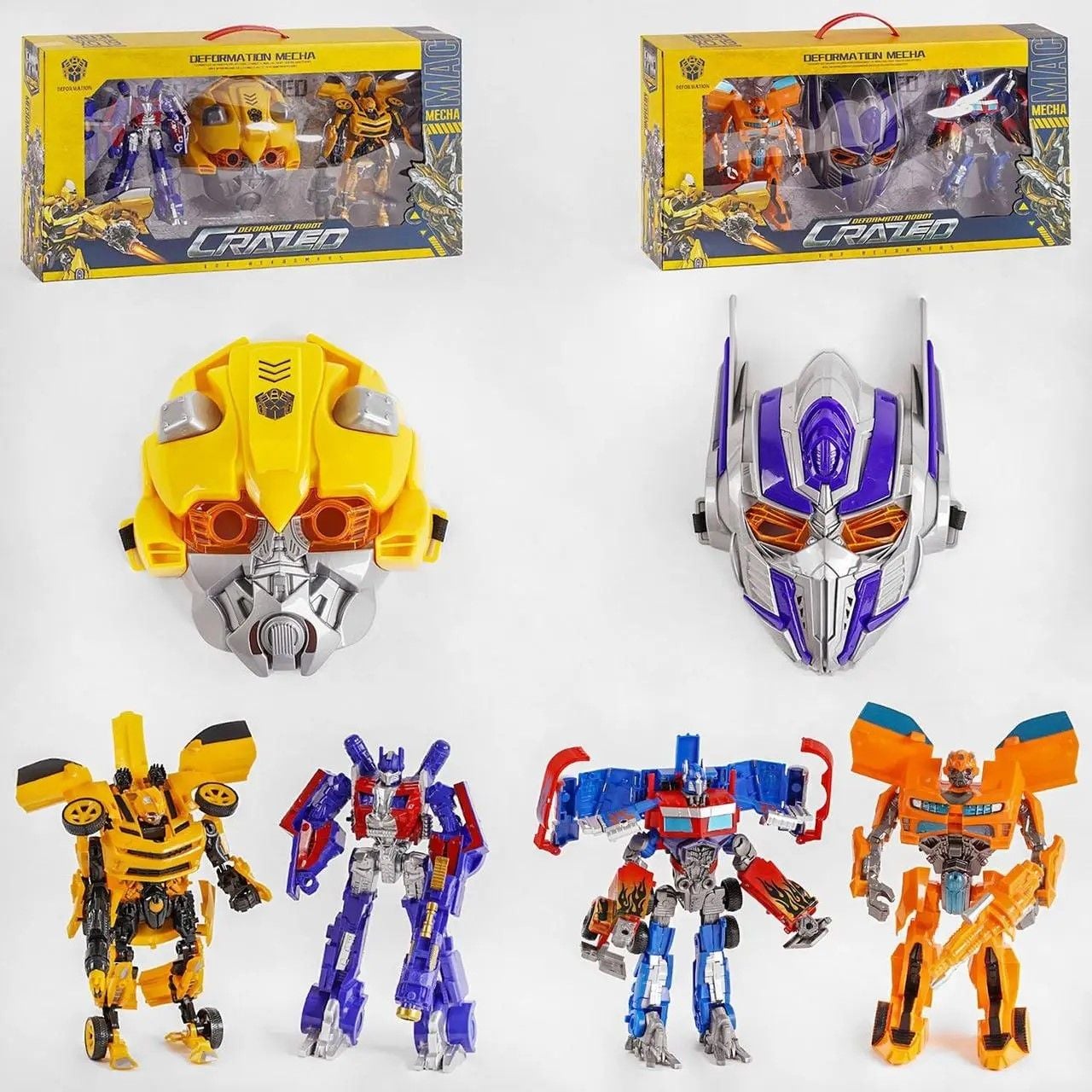 Набір трансформерів 2 види маска і 2 робота в коробці W8839A Китай