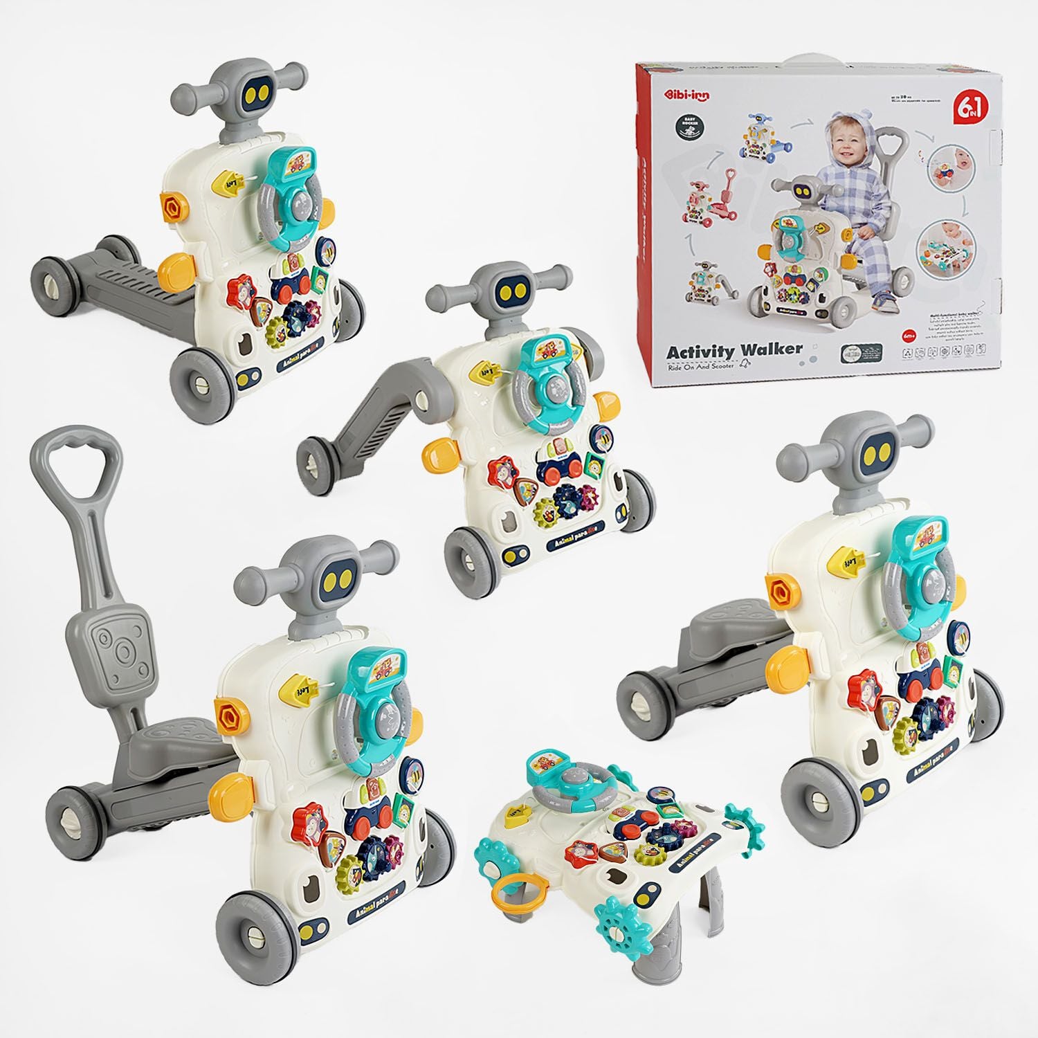 Ходунки каталка підсвічування звук мелодії пискавка пальчикові ігри сортування за формами в коробці 6036 Китай