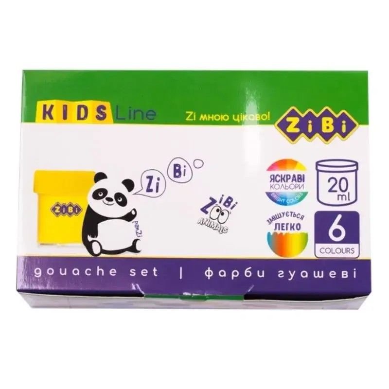 Гуаш 6кол KIDS по20мл коробка 10*7*2см 6603 zibi