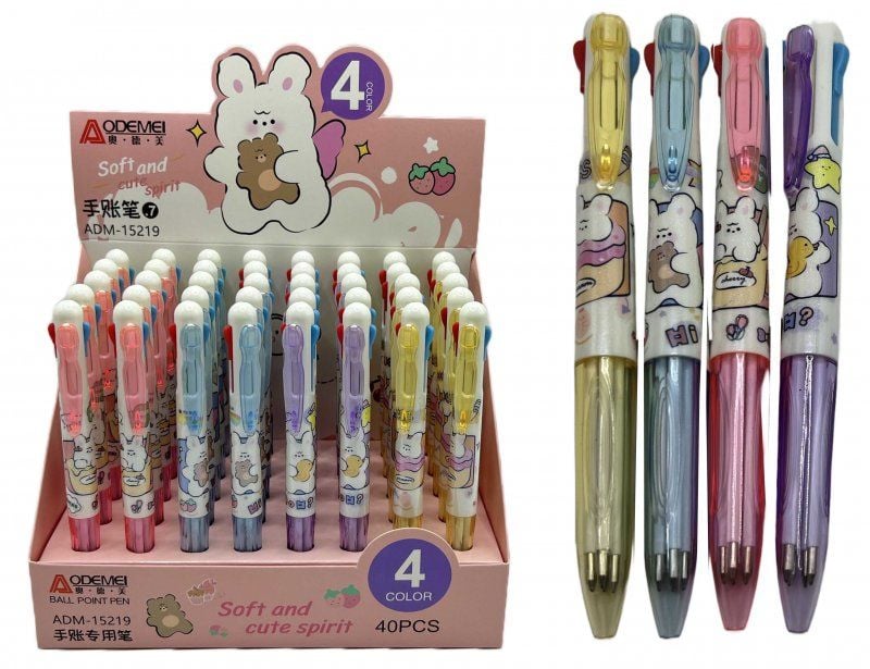 Ручка кулькова багатобарвна автомат 4 кол ADM-15219 Aodemei