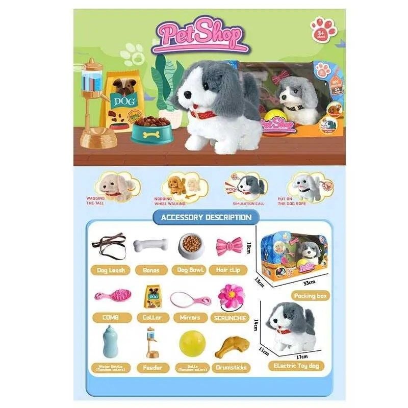 Собачка 15см гавкає ходить виляє хвостиком рухає головою з аксусуарами в коробці 32*18*13см 810-19 Китай