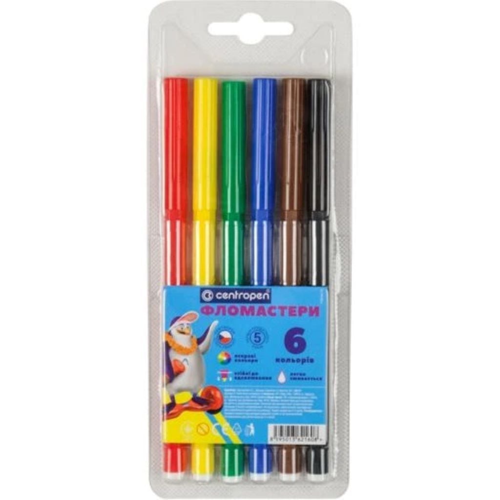 Фломастери 6 кольорів в упаковці 16*6см 7790/06 Centropen