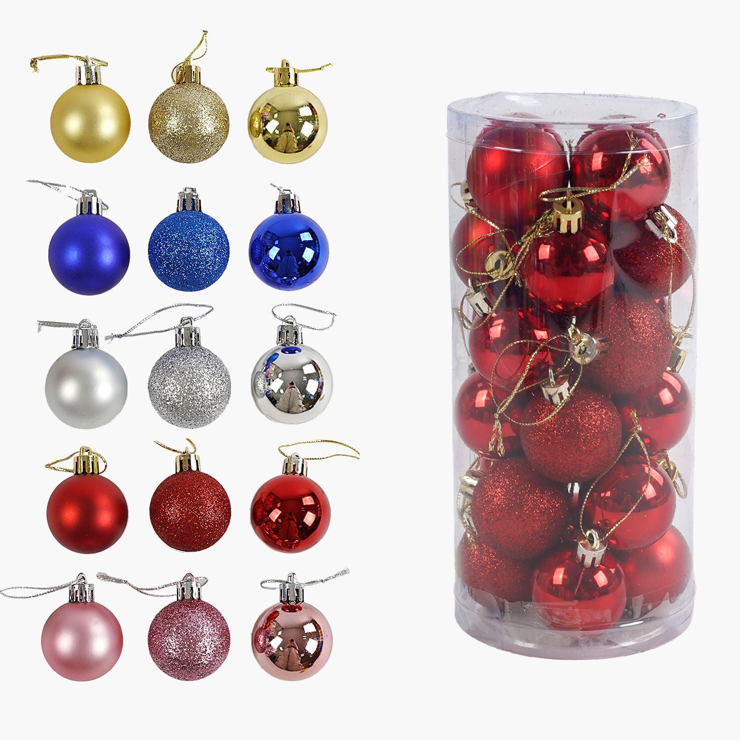 Кулі новорічні D-4см 5 види 24 шт у тубі C67710 Китай