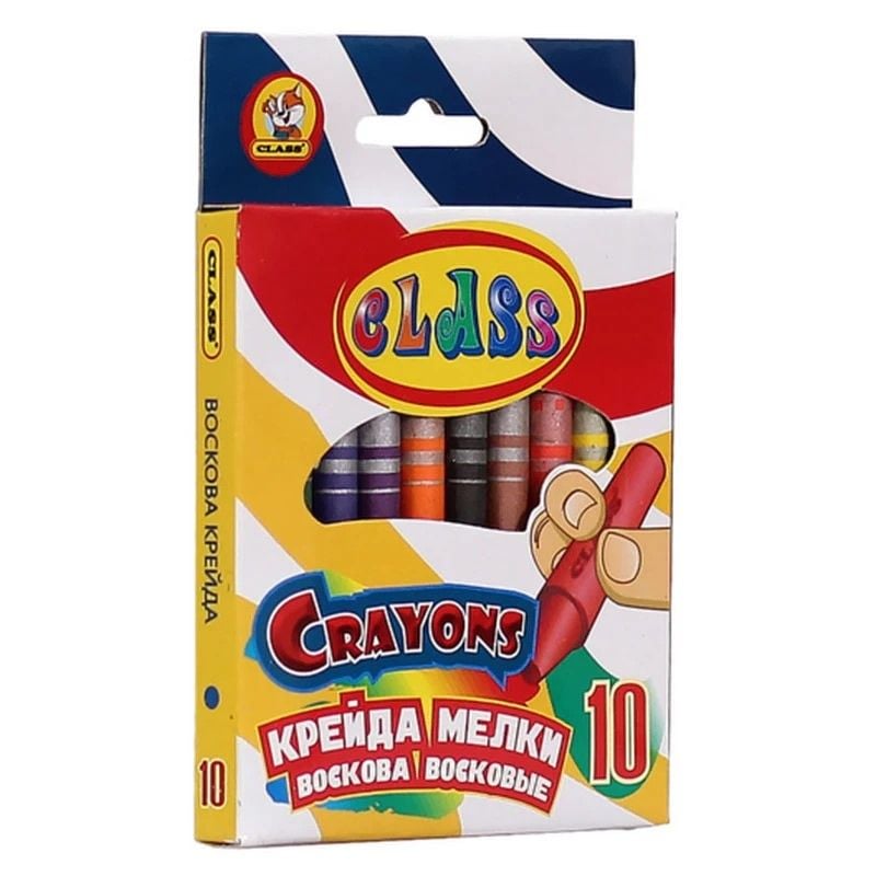 Олівці воскові кольорові 10шт 8*90мм в коробці 7602C Class