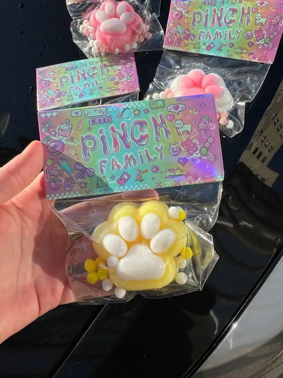 Антистрес таба сквіш Котяча лапка 7см мікс кольорів у пакеті S-50 Китай