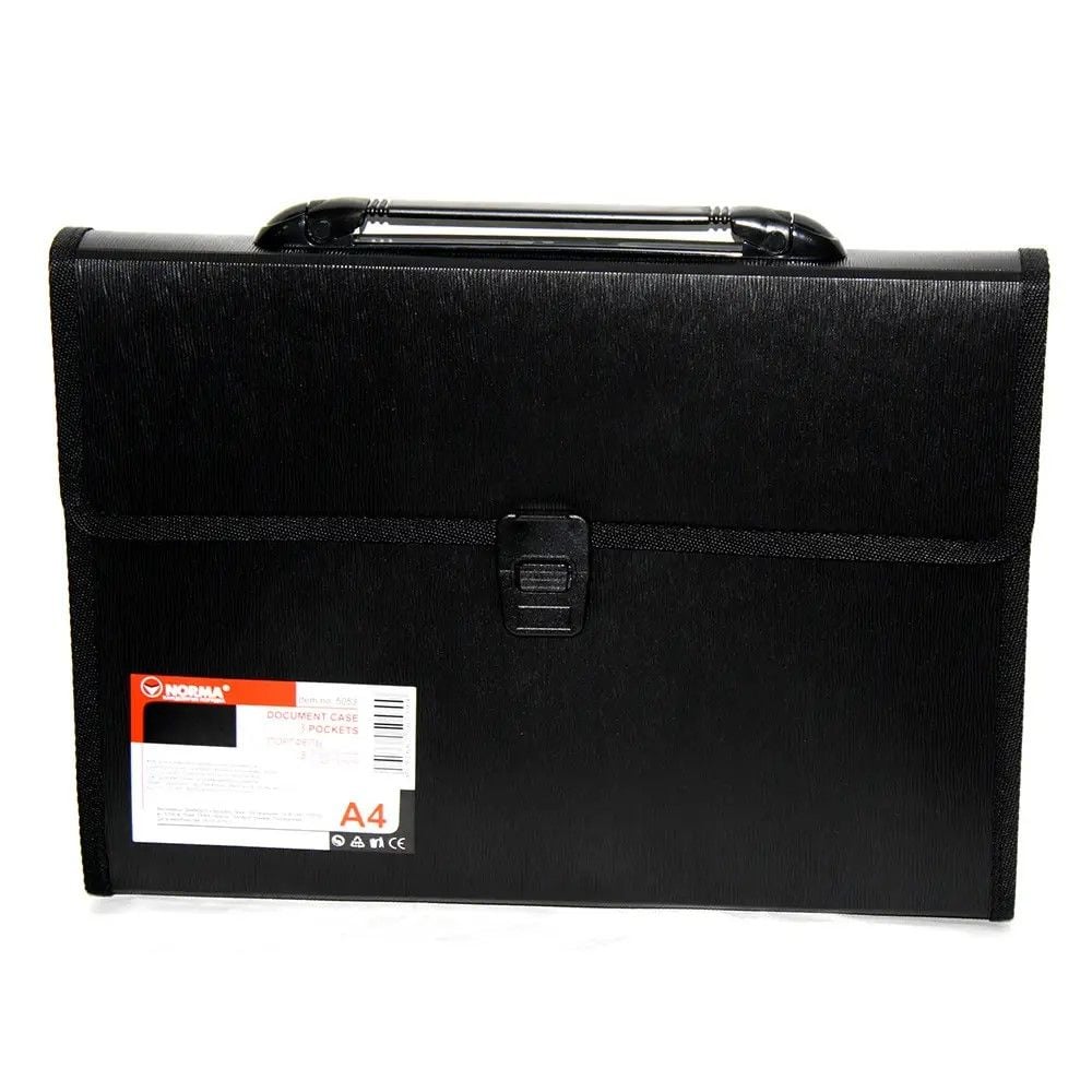 Папка портфель А4 на 2від пластик чорний 5054 Norma