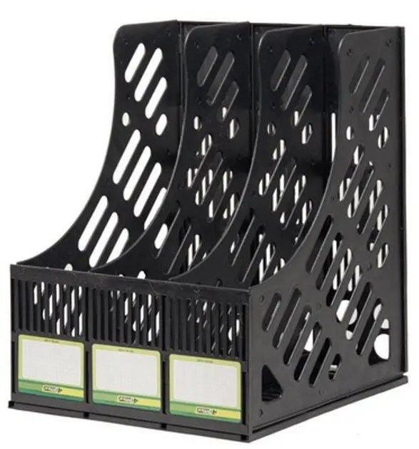 Лоток А4 вертикальний 3 відділи пластик чорний 4-402-09 Office