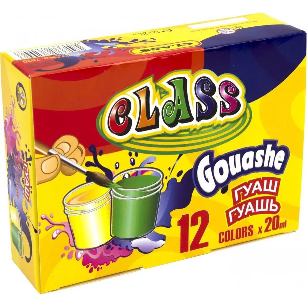 Гуашь 12кол по 20мл у коробці 13*10*3см 7620 Class