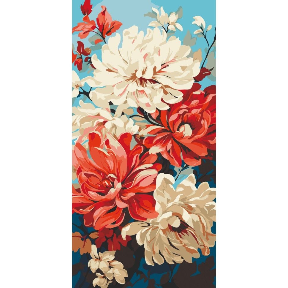 Картина по номерах 40*80см Жоржини фарби пензлики в термоплівці 13070-AC Art Craft