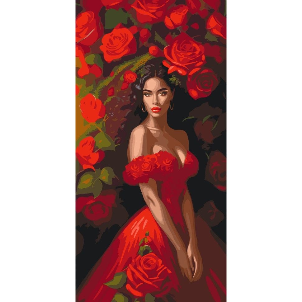 Картина по номерах 40*80см Спокуса в червоному фарби пензлики в термоплівці 10145-AC Art Craft