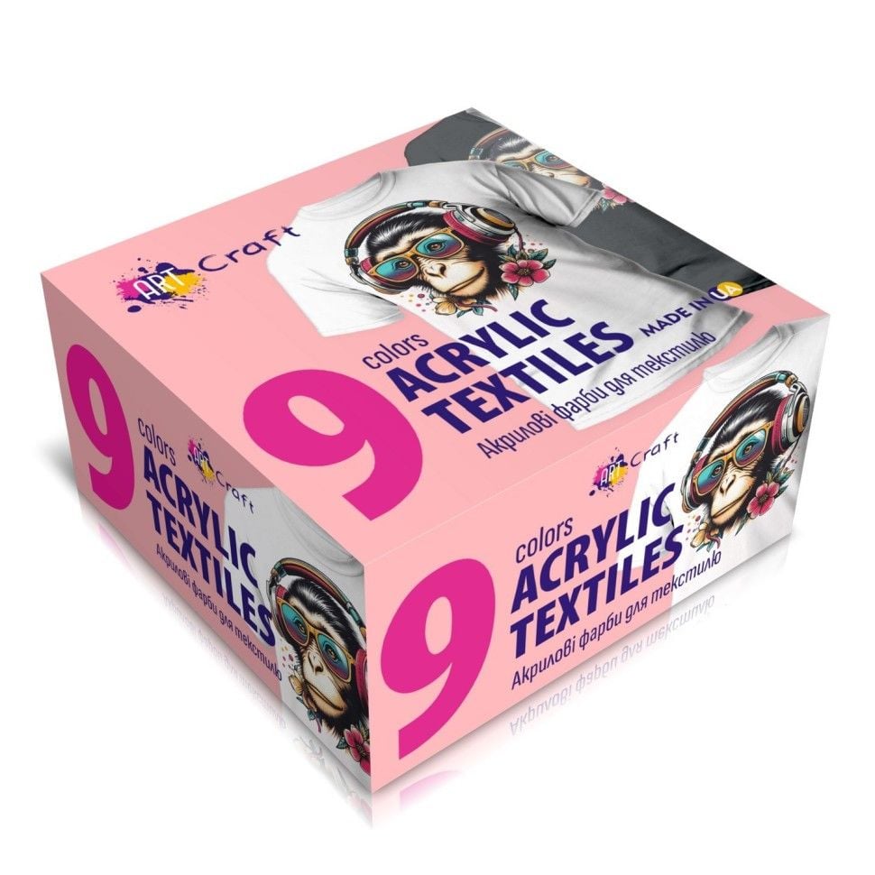 Набір акрилових фарб для текстилю 9 шт. по 20 мл в коробці 9,5*9,5*5 см 5026-AC Art Craft