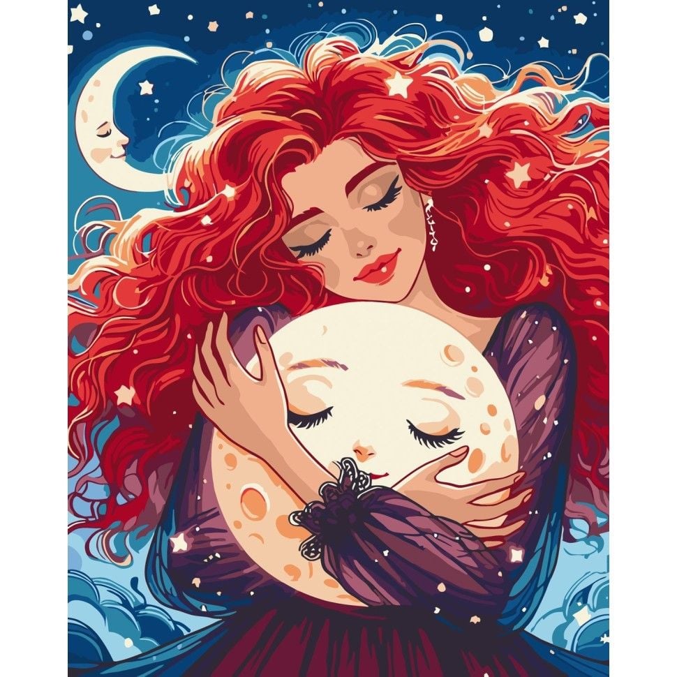 Картина по номерах 40*50см Обійми з місяцем фарби пензлики в термоплівці 10149-AC Art Craft