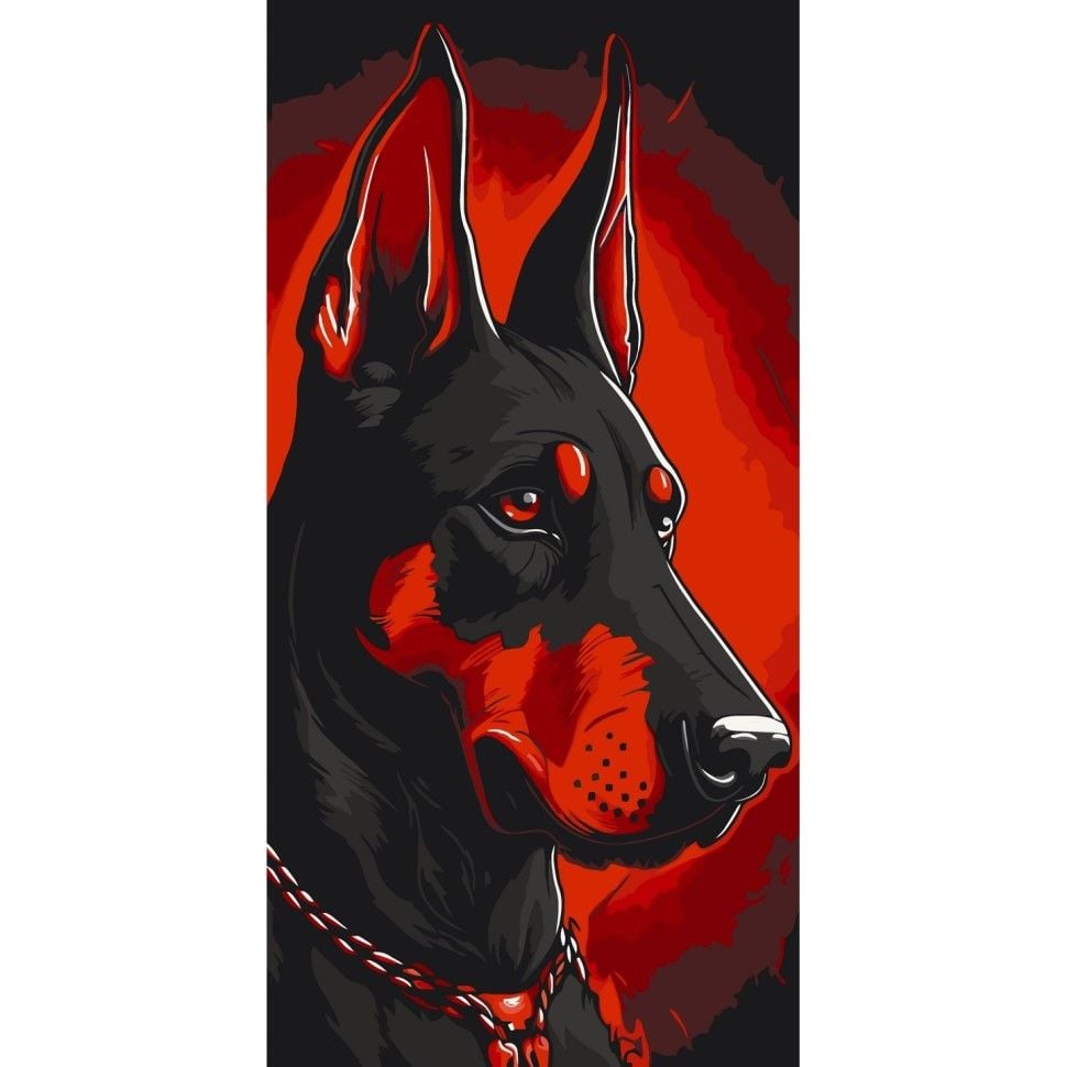 Картина по номерах 40*80см Доберман на підрамнику фарби пензлики в термоплівці 11522-AC Art Craft