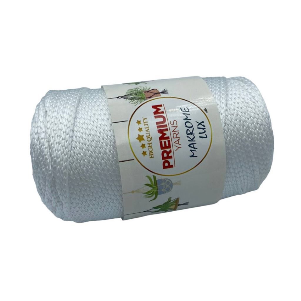 Макраме шнур 3мм 100г 100м  білий Premium Lux 801 Yarns