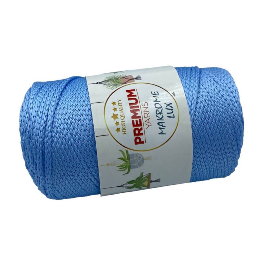 Макраме шнур 3мм 100г 100м блакитний Premium Lux 826 Yarns