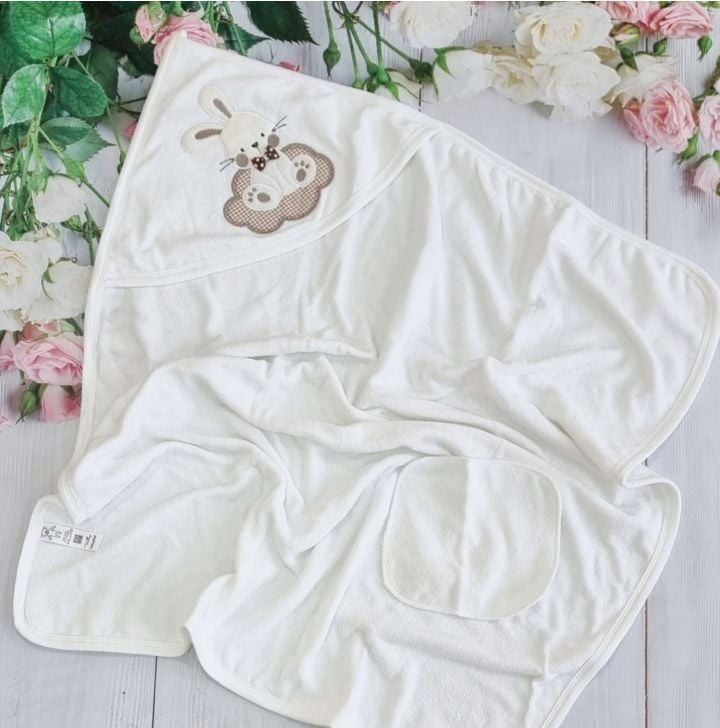 Рушник куток капюшон банний вишивка черепаха блакитний 33333C Ramel