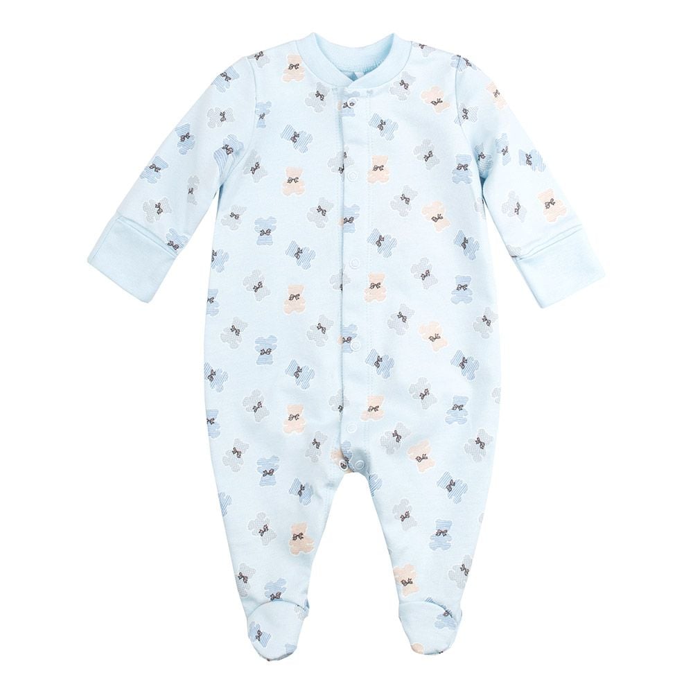 Чоловічок комбінезон байка на кнопках з малюнком Ведмедики з бантом №401 блакитний КБ122 Bembi 56р