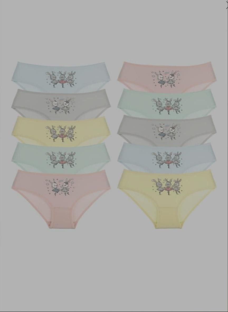 Труси для дівчинки плавками трикотаж з малюнком Зайчики балерини мікс кольорів 4/5-415044 Donella 4-5р