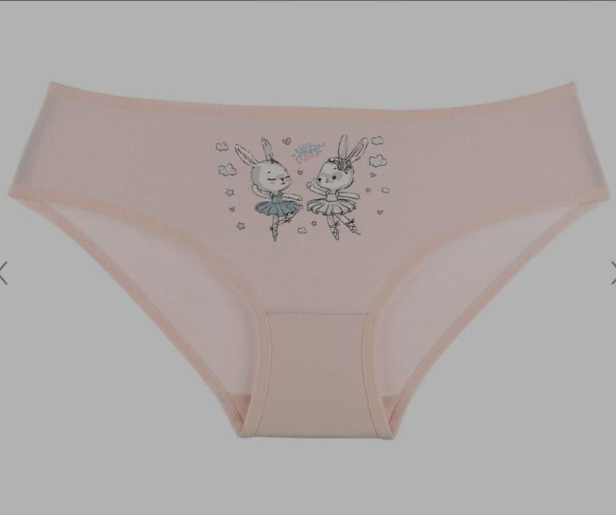 Труси для дівчинки плавками трикотаж з малюнком Зайчики балерини мікс кольорів 4/5-415044 Donella 4-5р