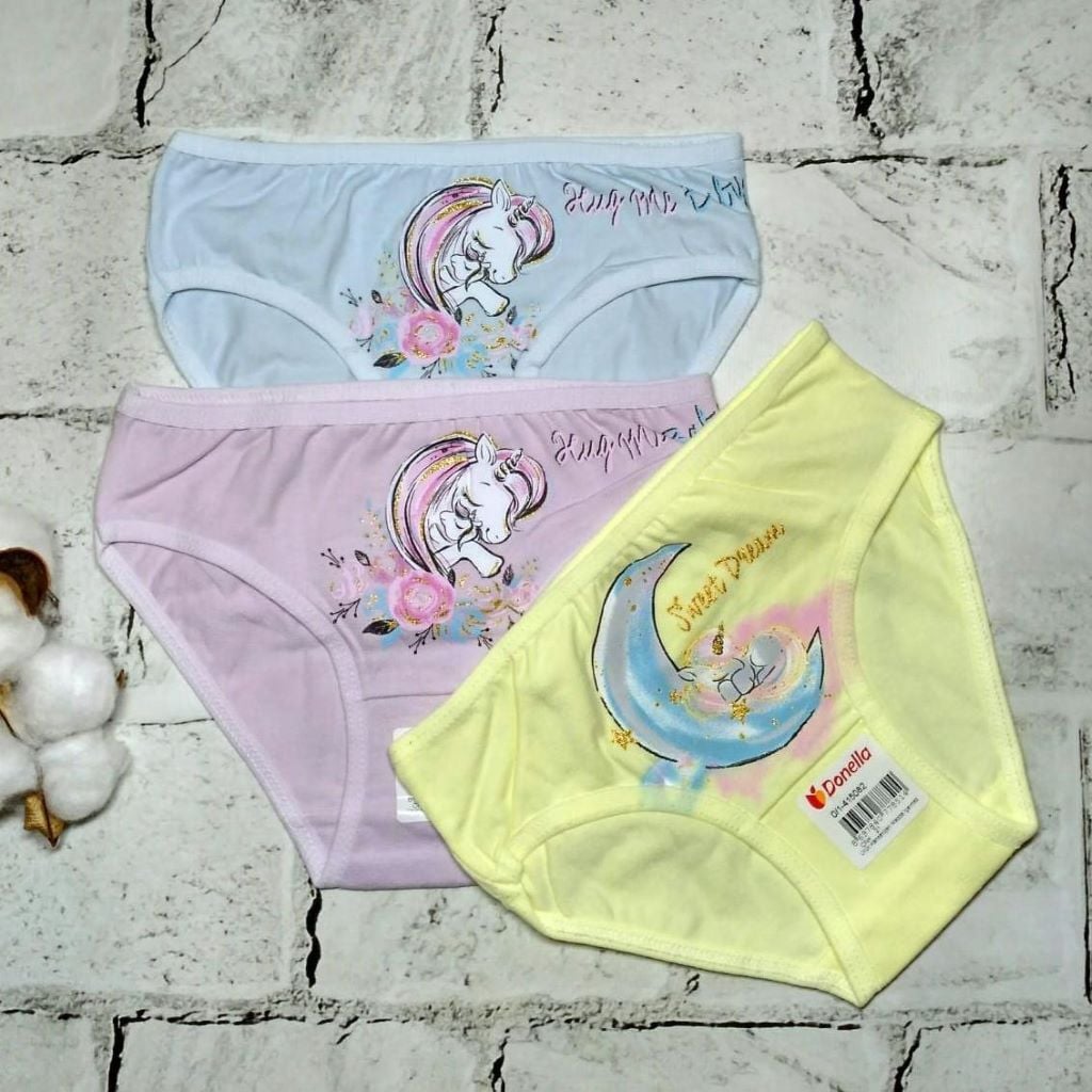 Труси для дівчинки плавками трикотаж з малюнком Єдиноріг мама з дитинчам мікс кольорів 4/5-415082 Donella 4-5р
