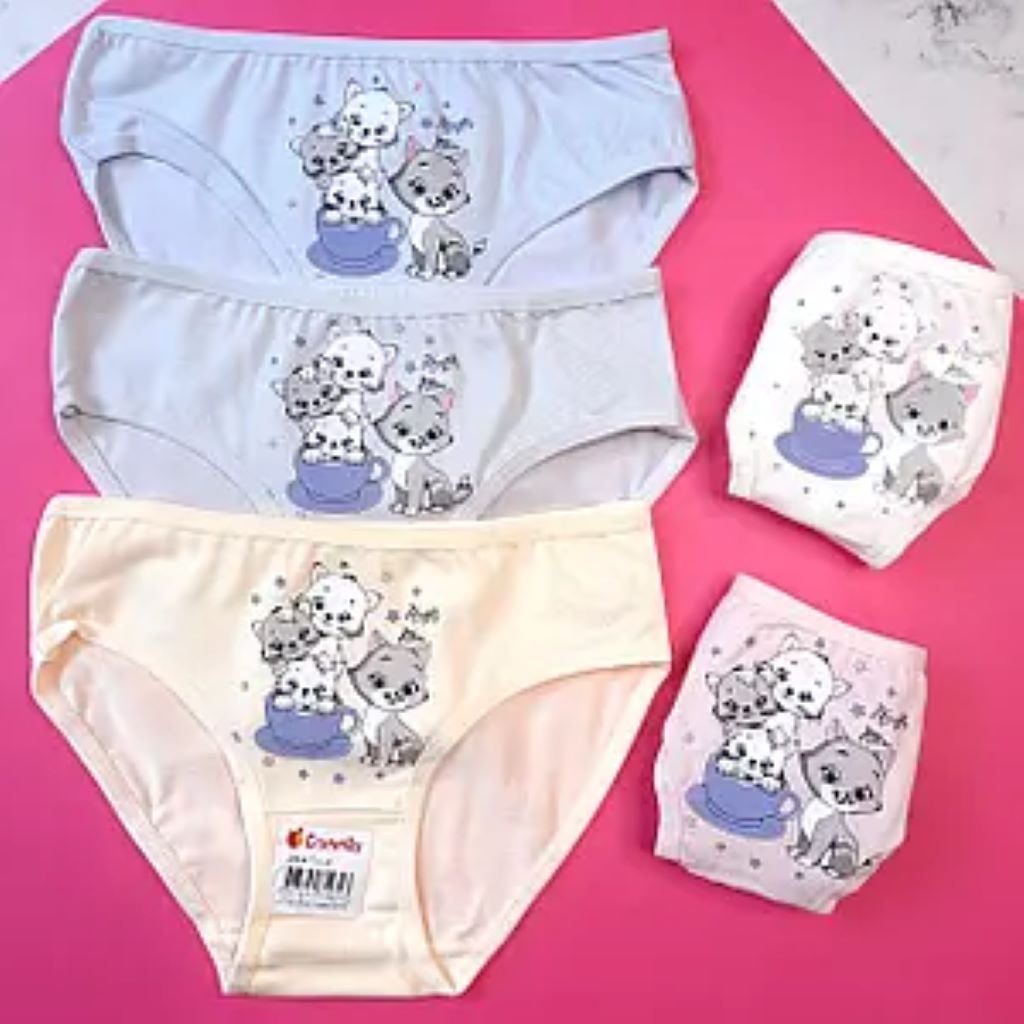 Труси для дівчинки плавками трикотаж з малюнком Кошенята та чашка мікс кольорів 2/3-4171LO Donella 2-3р