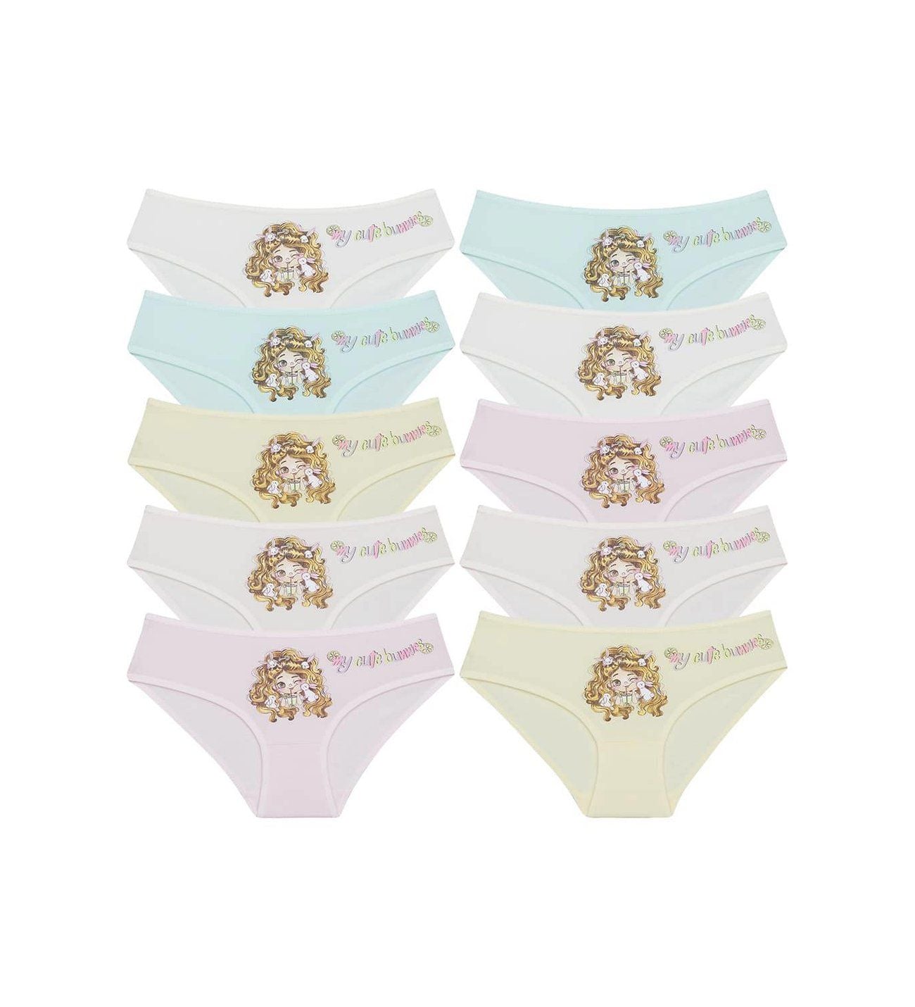 Труси для дівчинки плавками трикотаж з малюнком Дівчинка my cute bunniest мікс кольорів 2/3-415093 Donella 2-3р