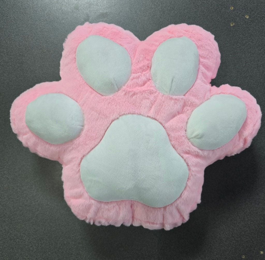 М'яка іграшка Подушка Лапка 40см рожево біла штучне хутро 192110 Україна