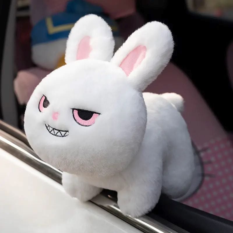 М'яка іграшка Злий кролик зубаста посмішка білий гладенький плюш D46 Dreamtoys