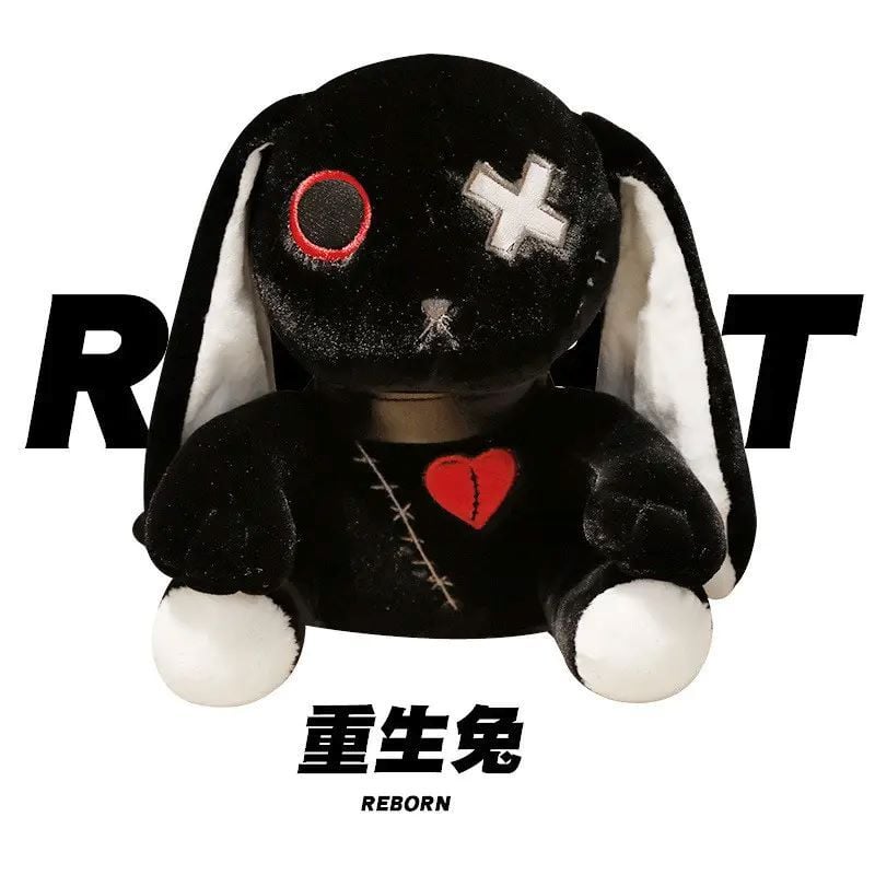 М'яка іграшка Зайчик Dark Rabbit 26см без ока чорно білий гладенький плюш D42 Dreamtoys