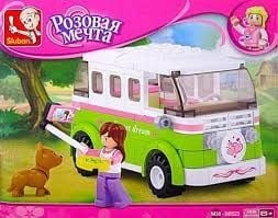 Конструктор типу лего 158 дет Рожева Мрія автобус фігурки в коробці 22*18*4см М38-В0523 sluban