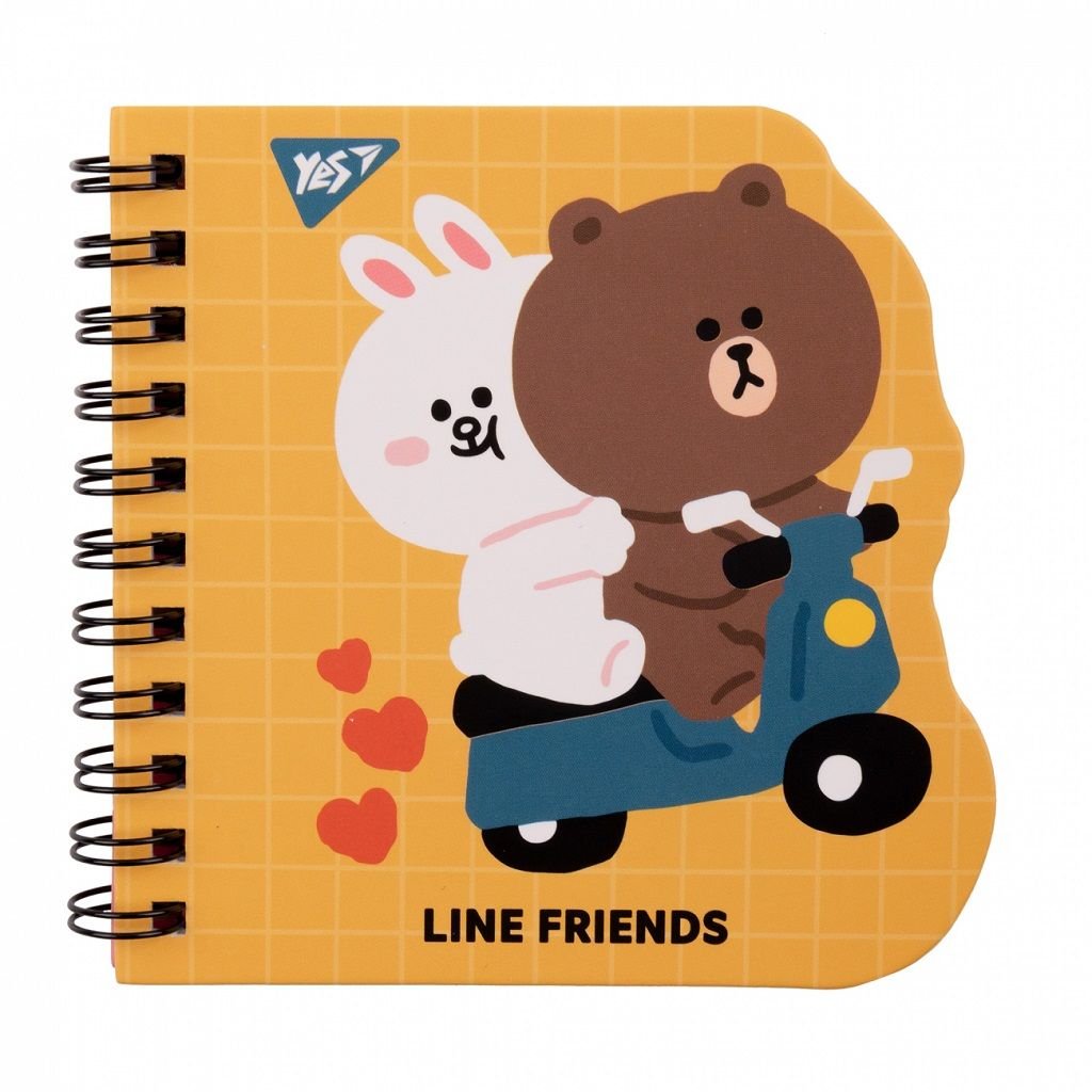 Блокнот100x100мм30 арк Line Friends yellow крапки на пружині   151812 Yes