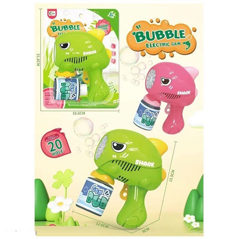 Пістолет з мильними бульбашками Акула 2 кольори  пляшка з мильним розчином на листі 668-90 Китай