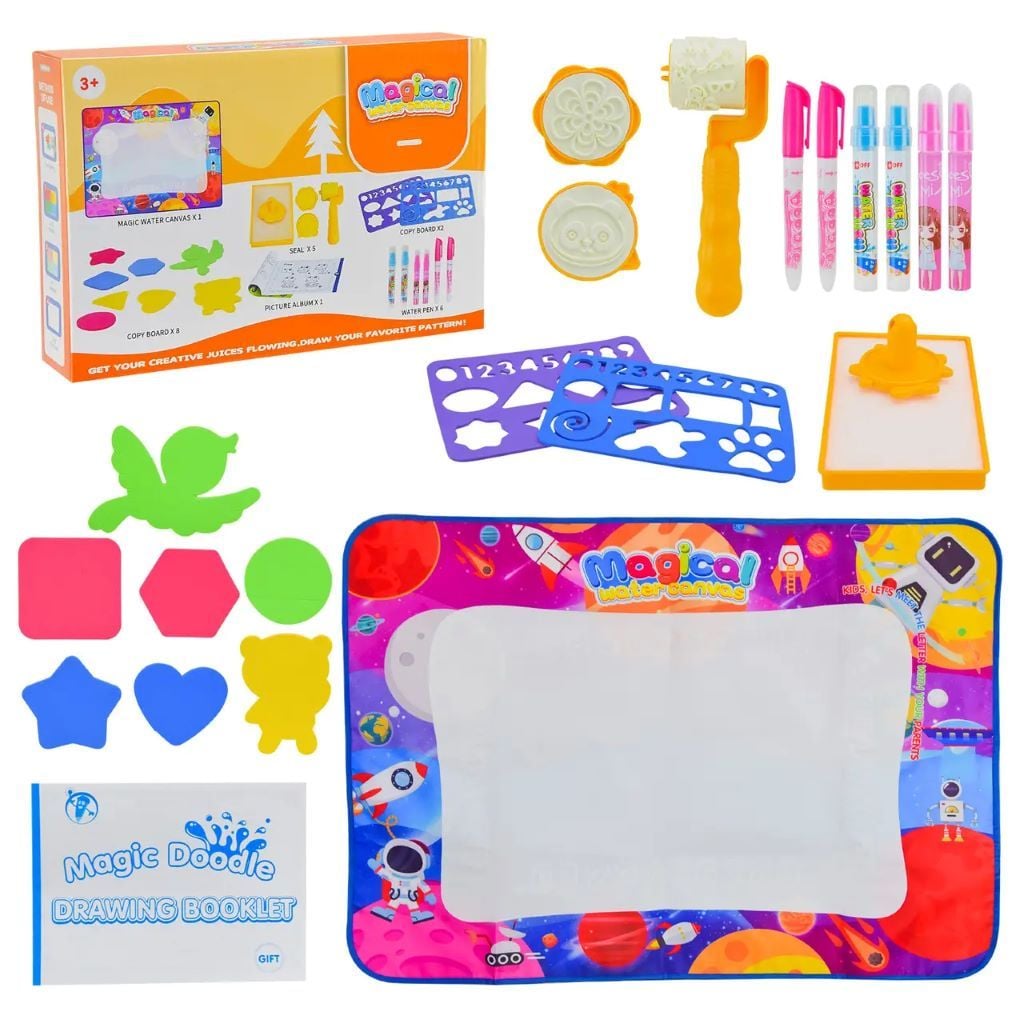 Килимок для малювання водою в комплекті трафарети 6 водяних маркери інструкція з малювання р100*71см у коробці 28*6*19см BY2021-81 BANZAY