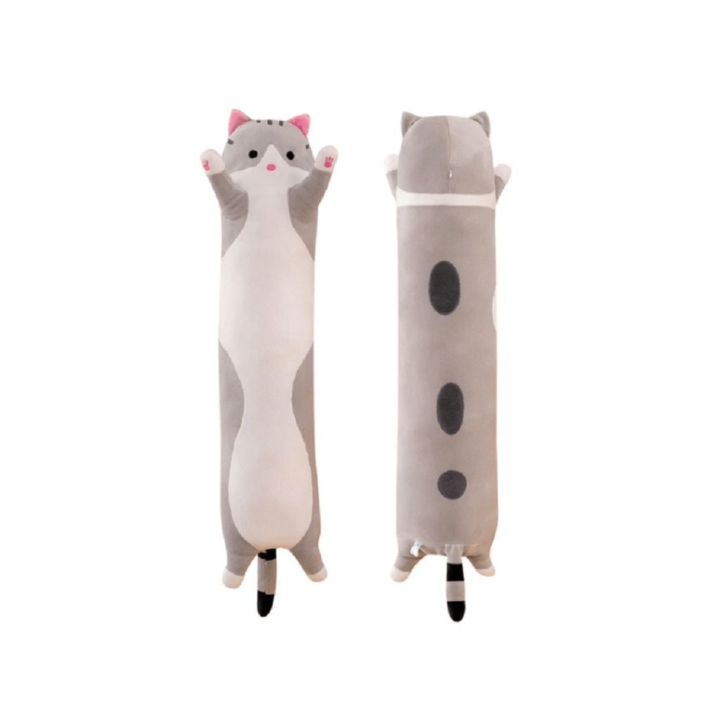 М'яка іграшка Кіт батон 110см з вишитими очима 2 кольори сірий та коричневий E1027 Китай