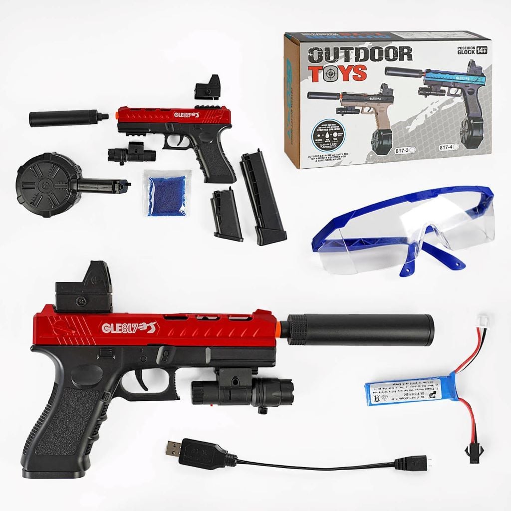 Пістолет акумулятор орбізи лазер приціл глушник в коробці 30*18*8см 817-2 Китай