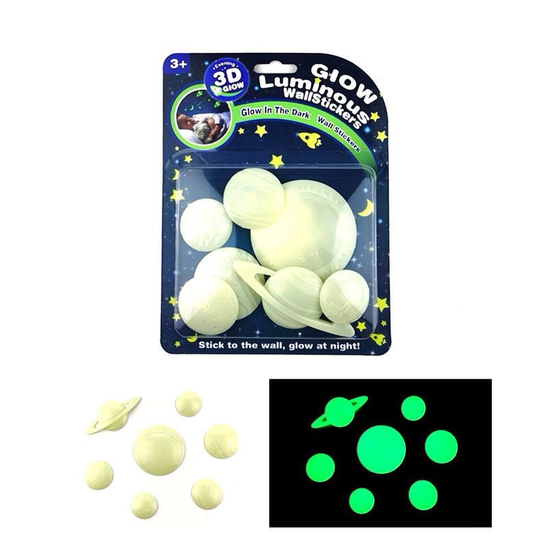 Люмінесцентні наліпки Планети світяться у темряві 7 штук на листі 77221 Китай