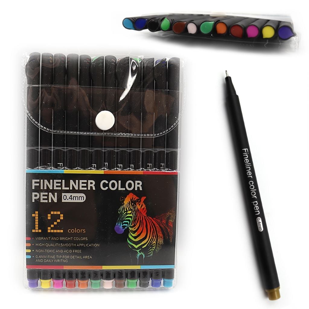 Маркери лінер FineLiner Color Pen 12 кольорів набір в чохлі 9766 -12 Josefotten