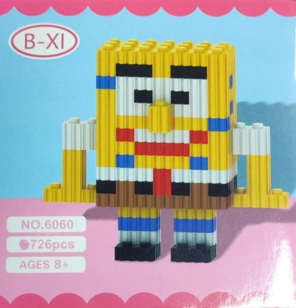 Конструктор піксельний 726д Magic Blocks "Мультгерої" Губка Боб у коробці 9*9*9см 6060 Китай