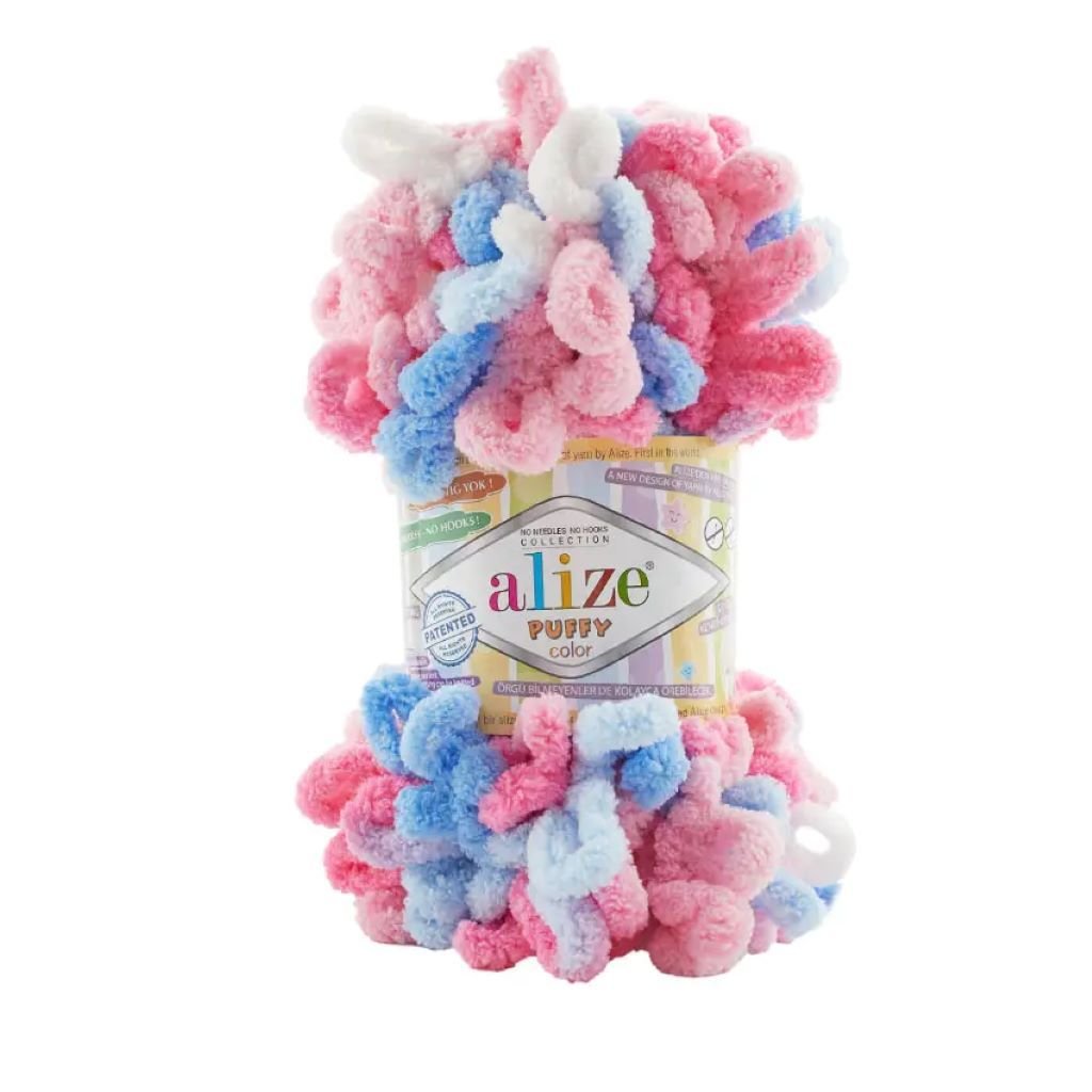 Пряжа Alize Puffy Color 100г 9м різнокольорова №6525 мікрополіестр 100% 858620 Туречинна