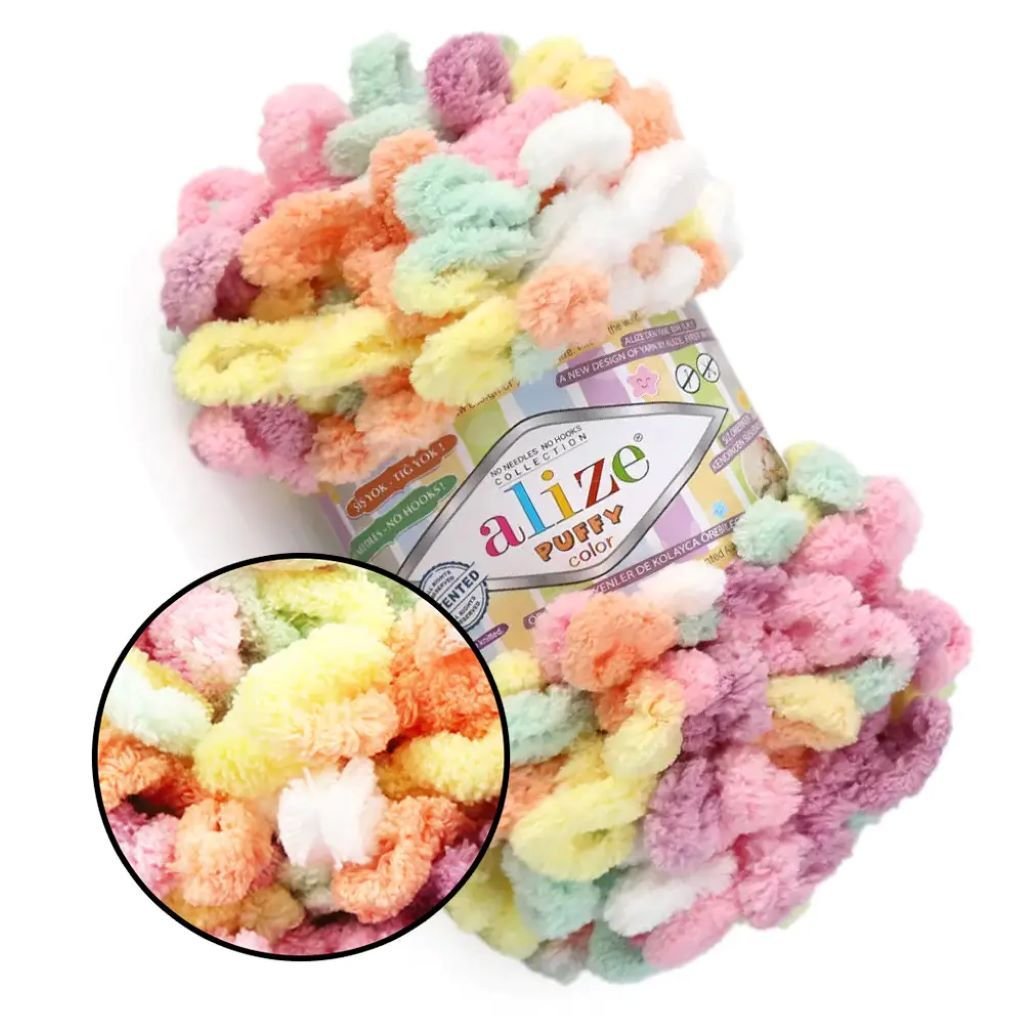 Пряжа Alize Puffy Color 100г 9м різнокольорова №6527 мікрополіестр 100% 815400 Туречинна