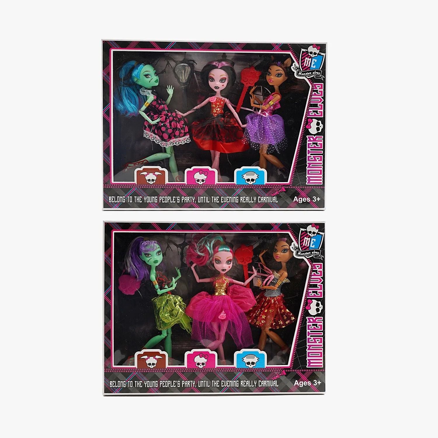 Набір ляльок 2 види 3 ляльки героїні аксесуари висота 28 см в коробці 1079 Китай