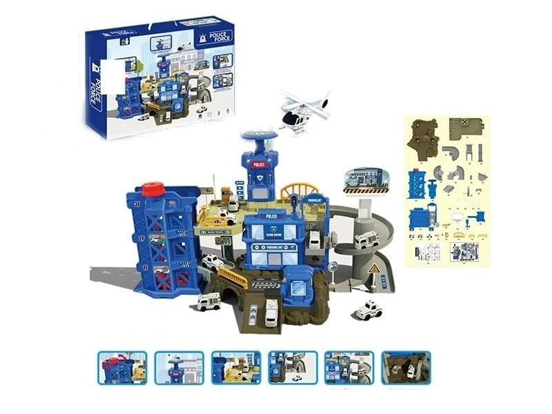 Парковка Поліцейський відділок звук підсвічування 3 машинки механічний підйомник в коробці ZX-065A Китай